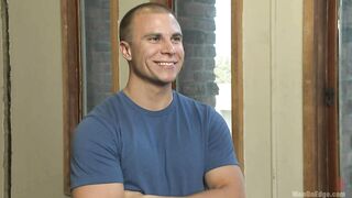 Muscled straight stud has his cock edged to the max!